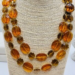 Vintage West Germany Amber and Brown Beaded Necklace